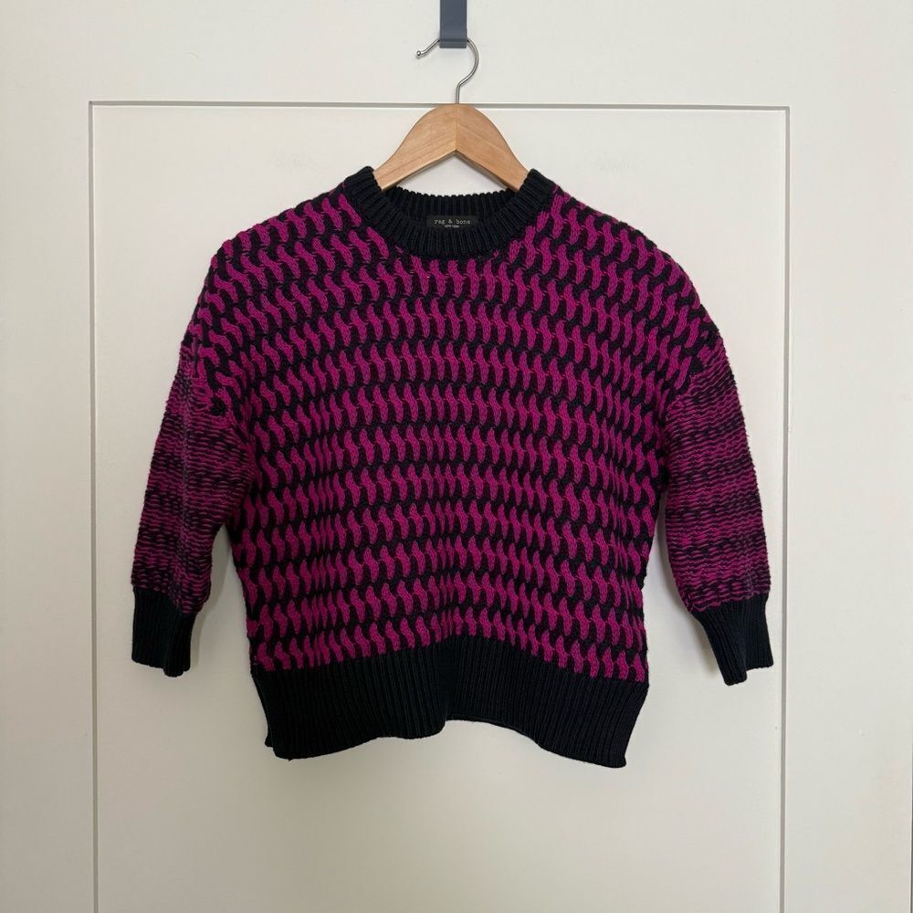 Rag & Bone Sweater Womens XXS Purple Chunky Knit Oversized Cotton Cashmere Boho